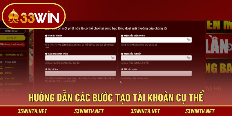 Chi tiết từng thao tác đăng ký 33win thành công